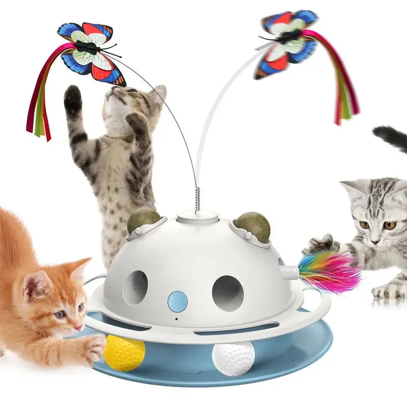 3in1 Automatic Interactive Kitten Toy with Fluttering Butterfly