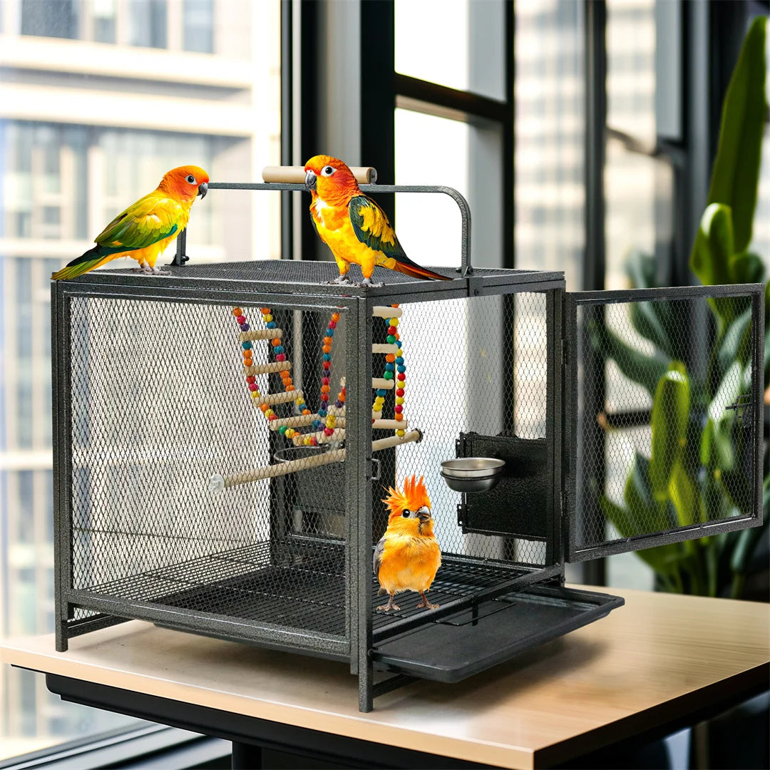Portable Bird Cage Travel Carrier Playpen With Hammock Tray