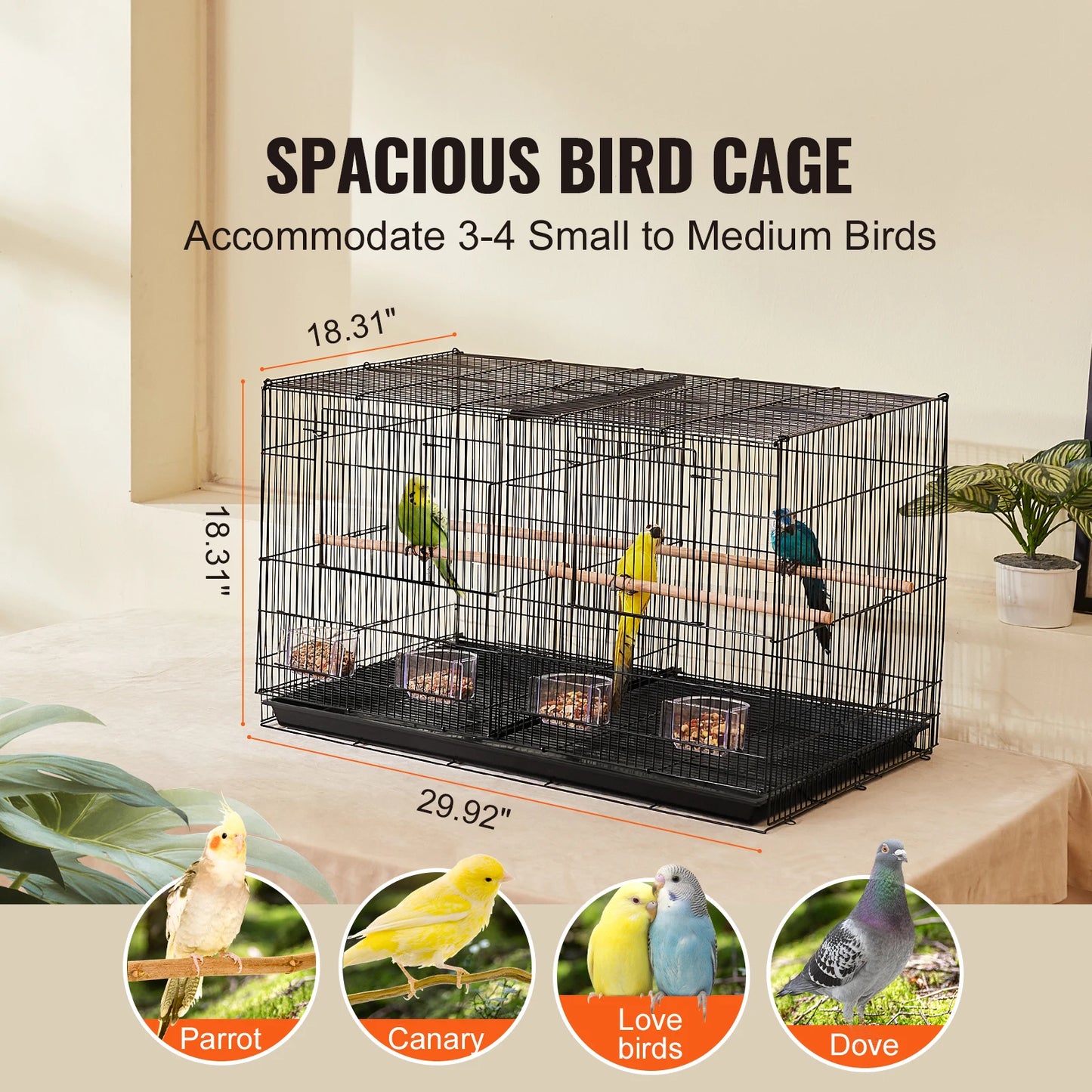 SucceBuy Flight Bird Cage With Handle For Travel And Perch