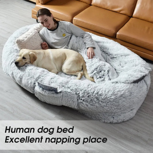 Cozy Human Dog Bed 71x45 Washable Faux Fur for Napping Comfort