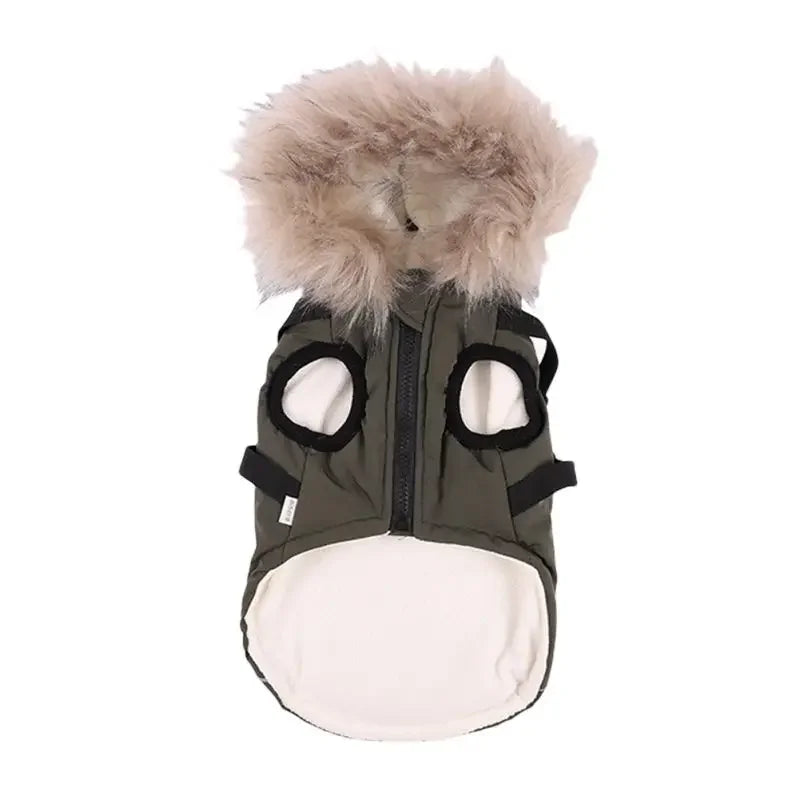 Fleece Lining Dog Hoodie with Harness Built In Warm Small Dog Jacket Winter Puppy Coats Hooded for Small Medium Dogs