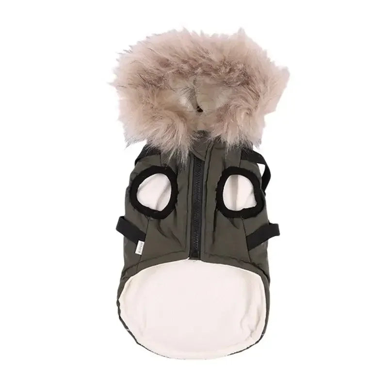 Winter Pet Dog Jacket With Harness Warm Waterproof Hooded Coat For Small And Medium Dogs Chihuahua French Bulldog Outfit