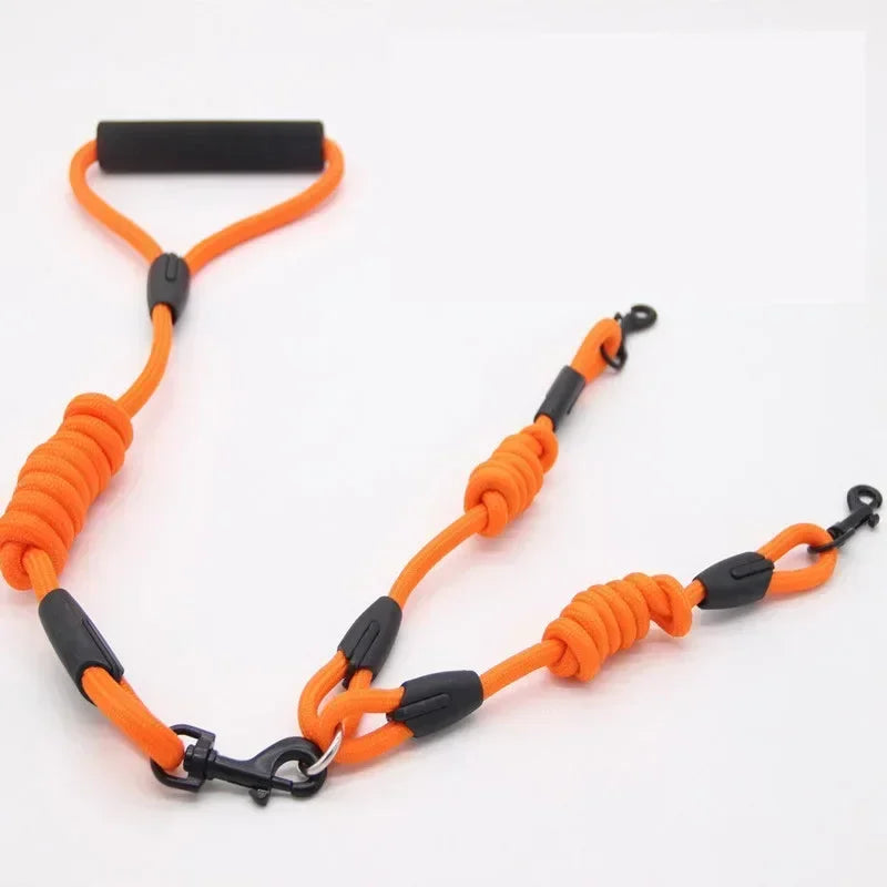 Double Dog Leash Coupler for Small Dogs Nylon Black Two Way Lead