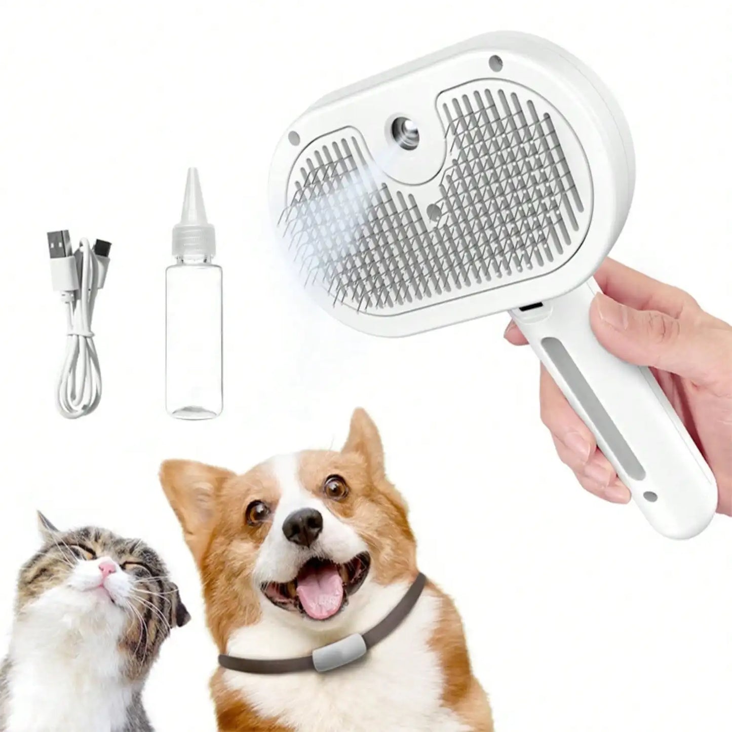 Cat Steam Brush with Spray for Easy Grooming and Shedding