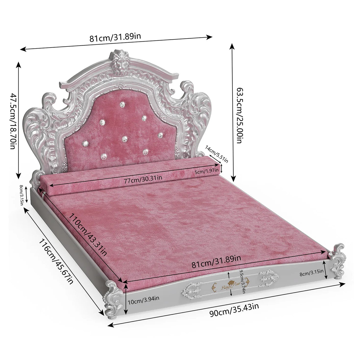 Bingopaw Luxury Pet Bed With Headboard European Style