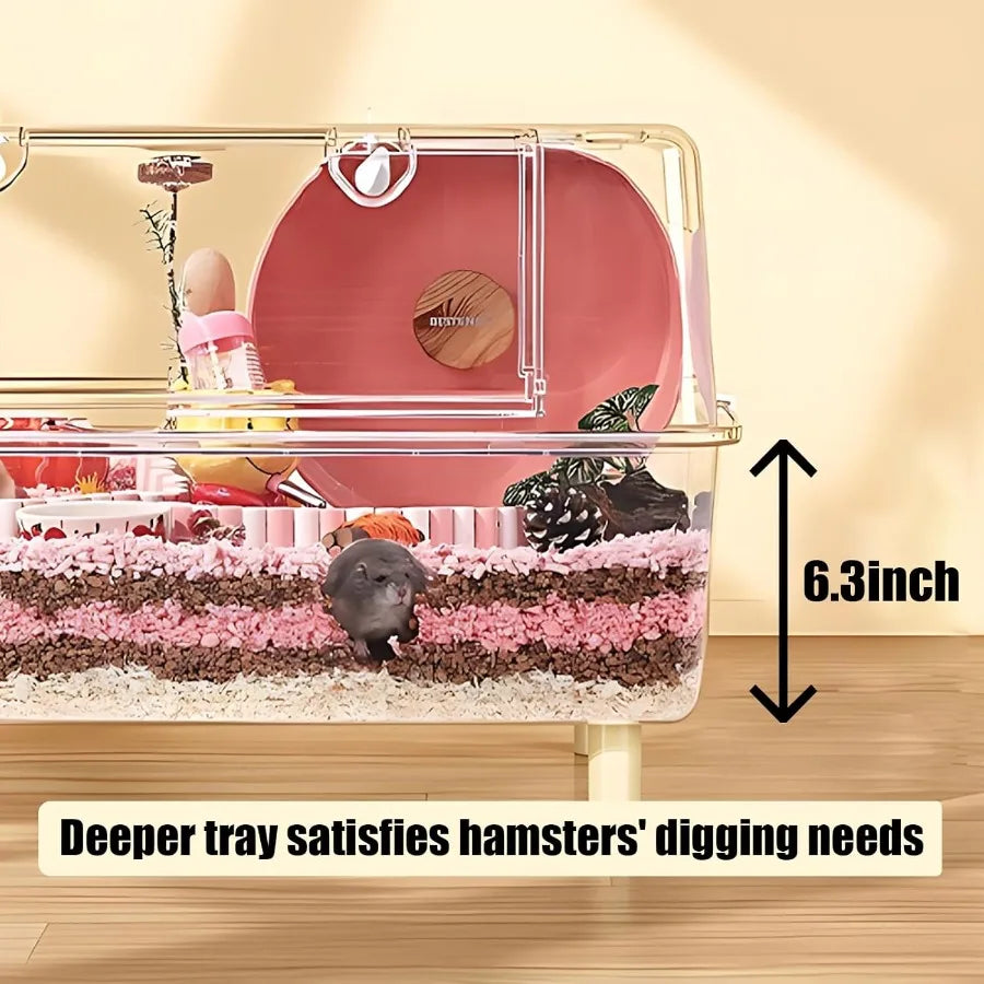 Deluxe Acrylic Hamster Cage With Slide Door