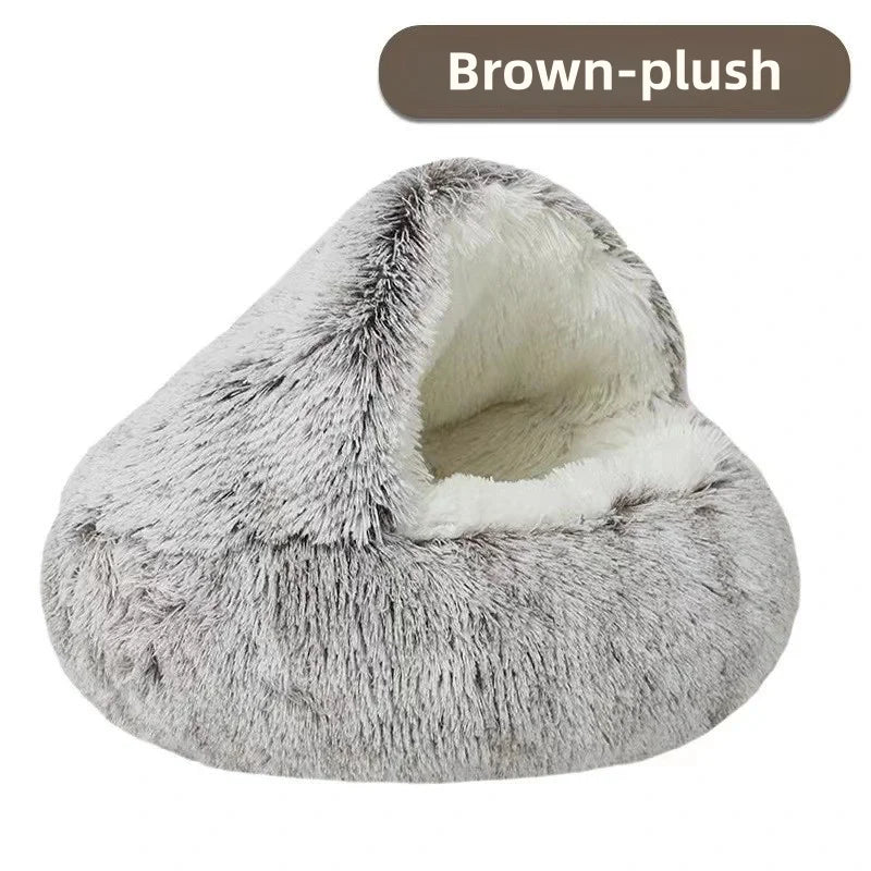 LEWENCN Autumn and Winter Soft Plush Pet Bed for Cats Warm Comforter Nest Shell