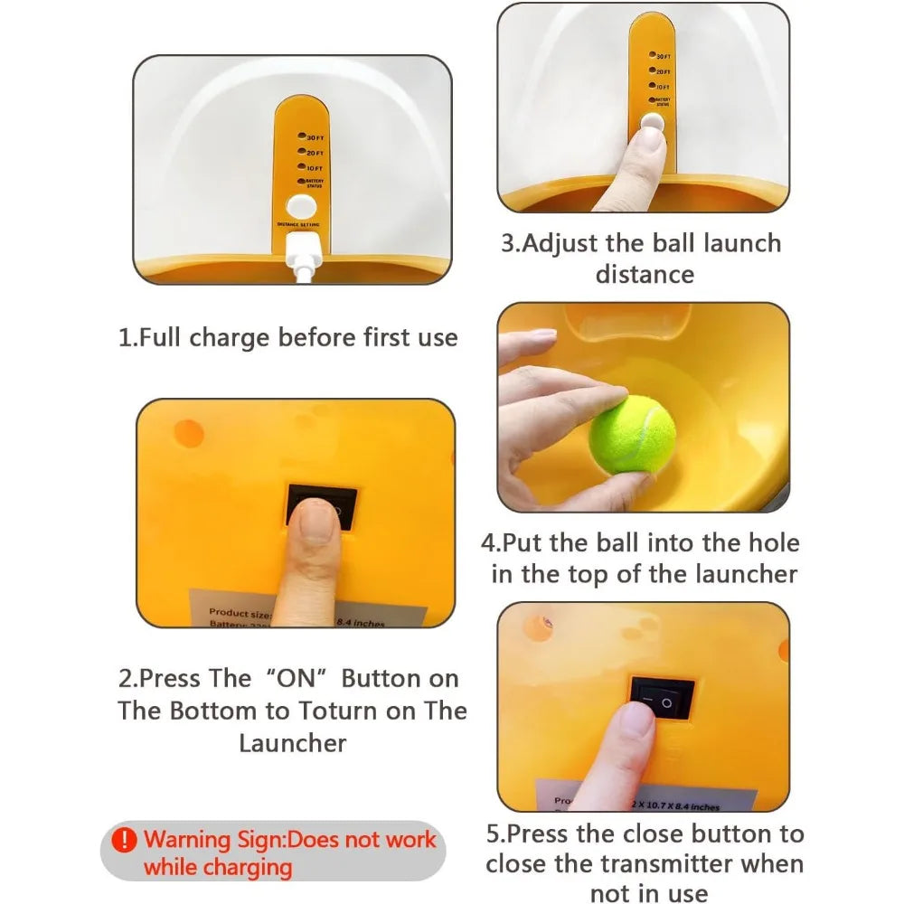 Automatic Dog Ball Launcher with 12 Tennis Balls for Fun Play