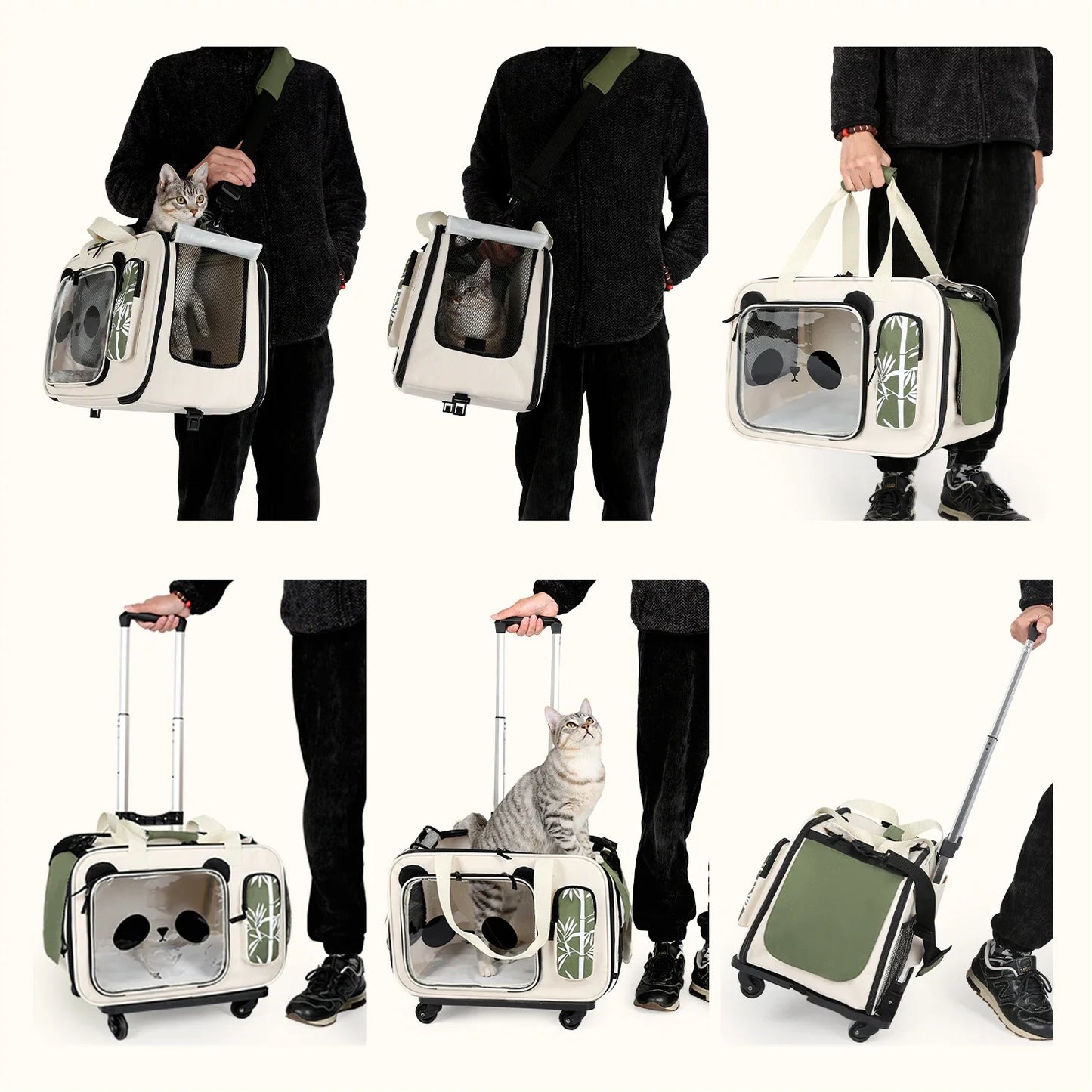 Foldable Pet Dog Cat Trolley Stroller with Universal Wheels