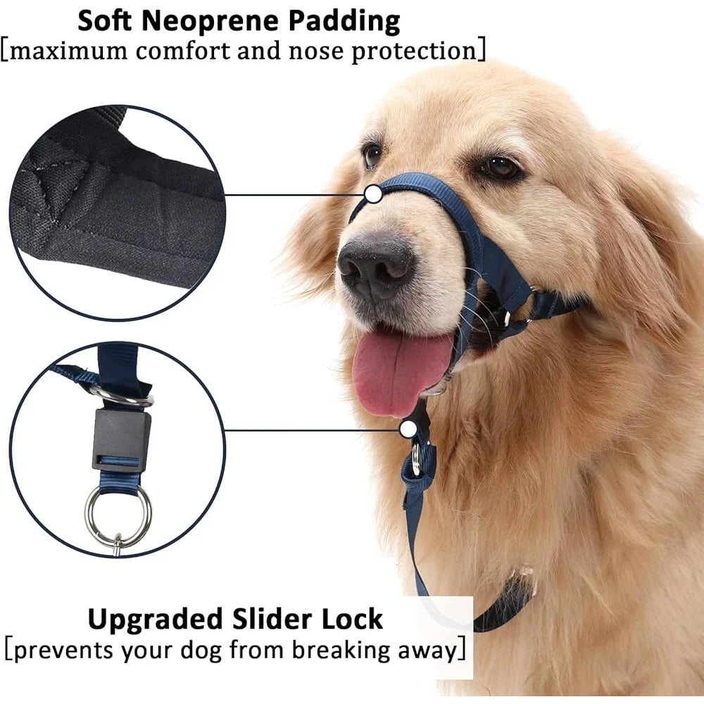 No Pull Dog Training Halter Adjustable Head Collar Easy Fit Harness with Gentle Control and Safety Link