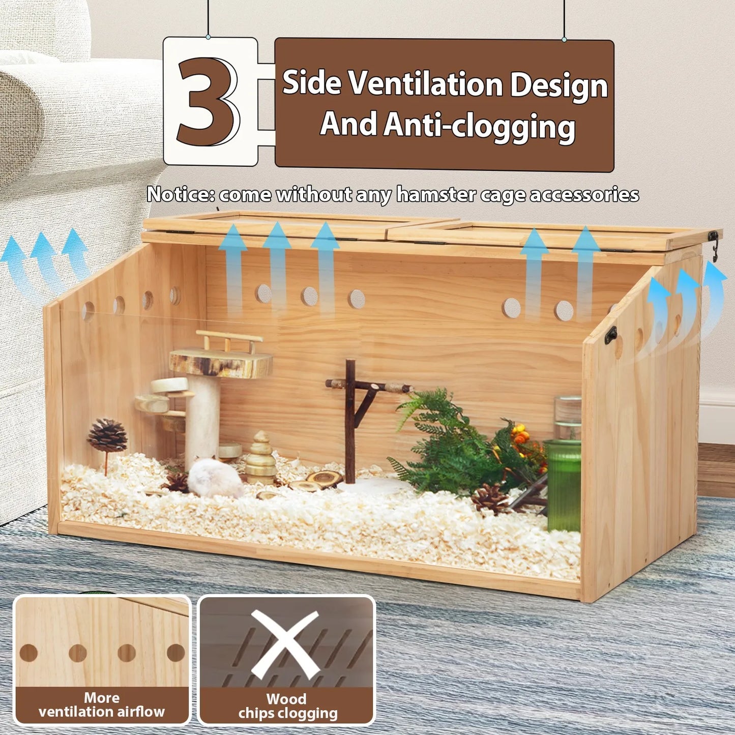 Wooden Hamster Cage Hutch With Openable Top