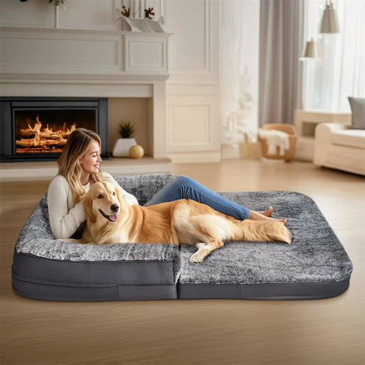 BINGOPAWCN Foldable Plush Orthopedic Dog Bed Calming