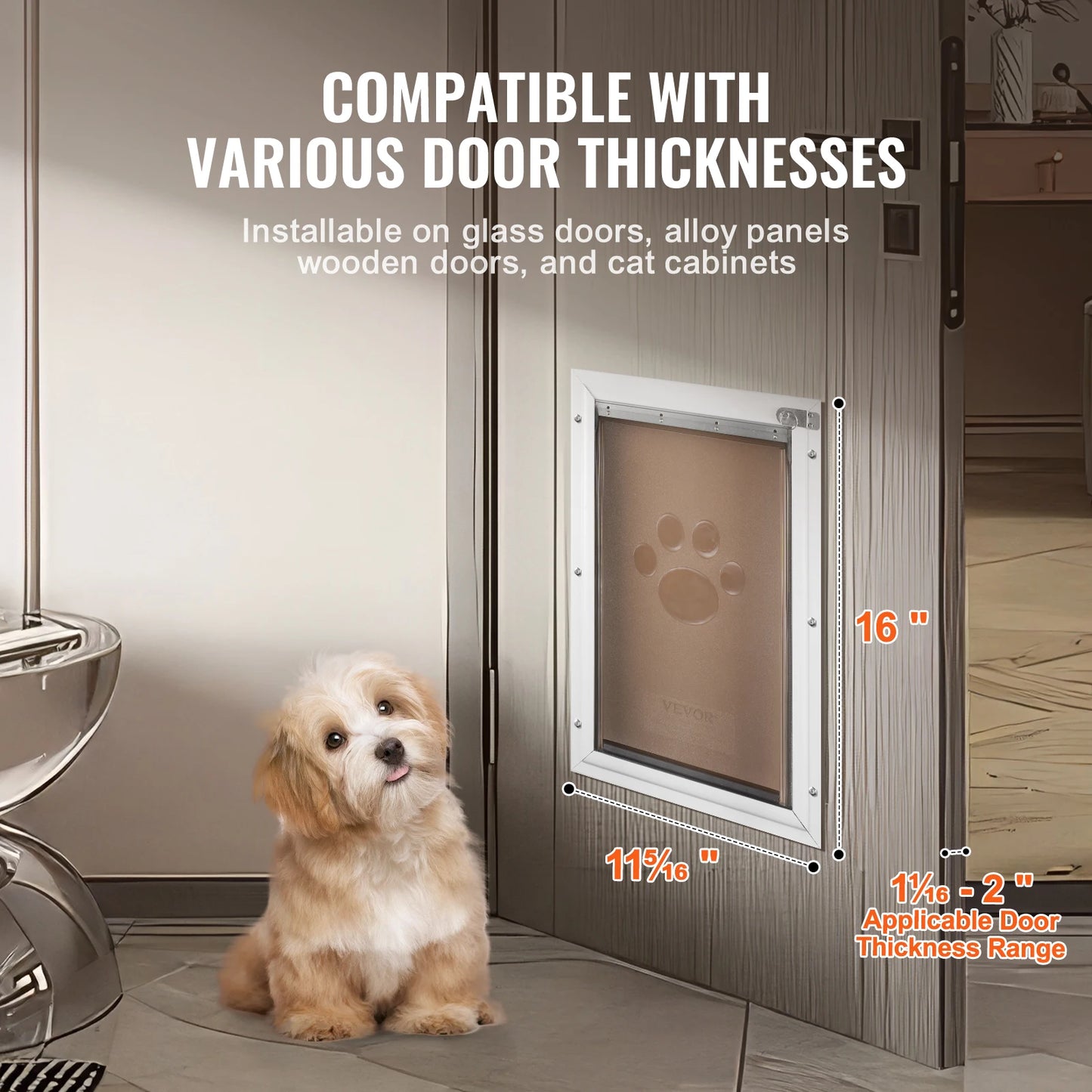 Dog Door Aluminum Pet Door With Lock And Flap Weatherproof