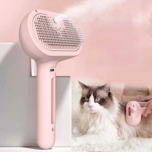 Cat Steam Brush with Spray for Easy Grooming and Shedding