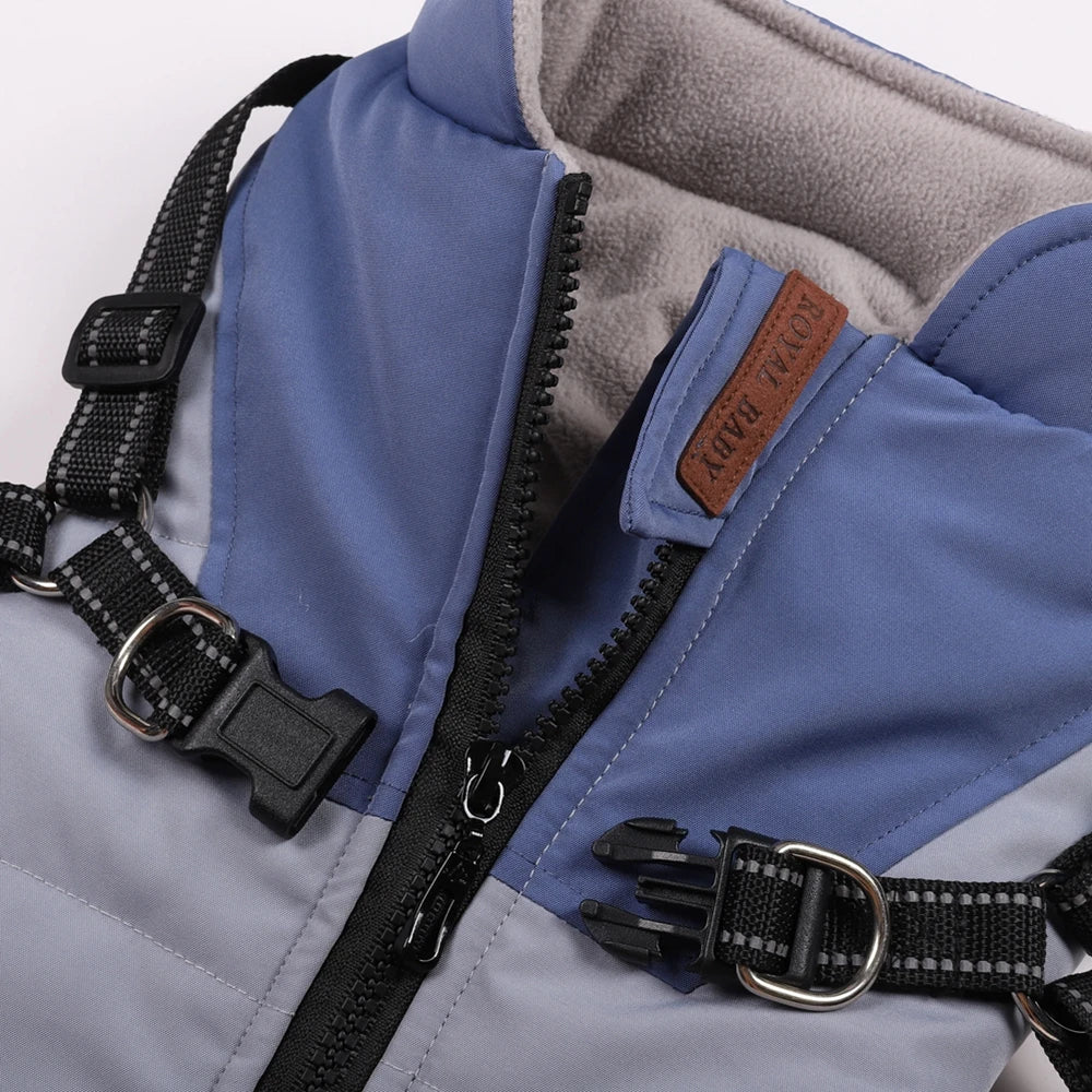 Winter Pet Dog Jacket With Harness Warm Waterproof Dog Clothes For Labrador Chihuahua French Bulldog Big Dog Coat