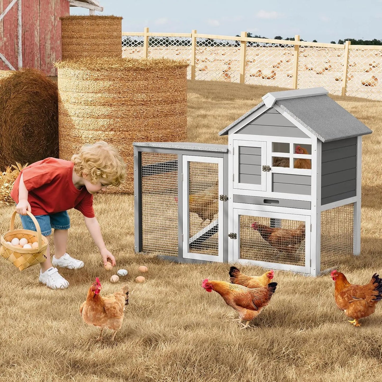 Rabbit Hutch Indoor Outdoor Two Story Cage