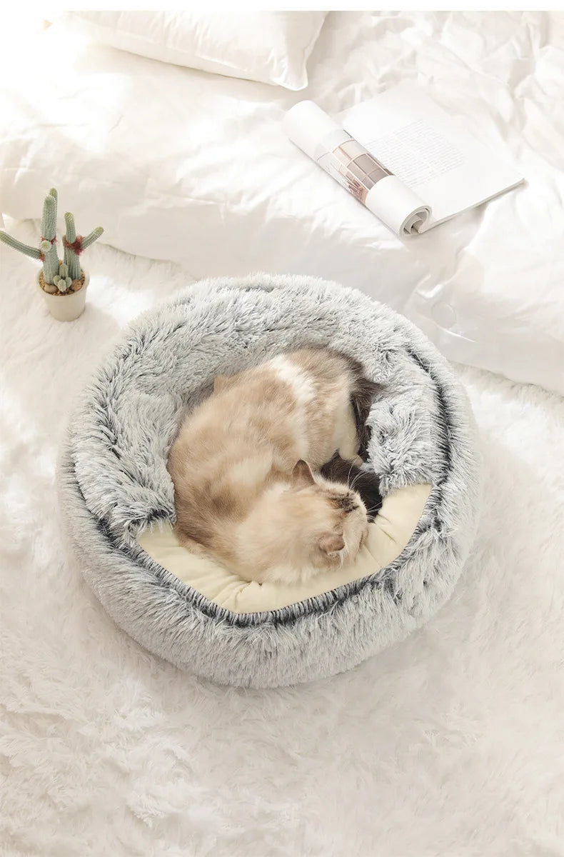 LEWENCN Autumn and Winter Soft Plush Pet Bed for Cats Warm Comforter Nest Shell