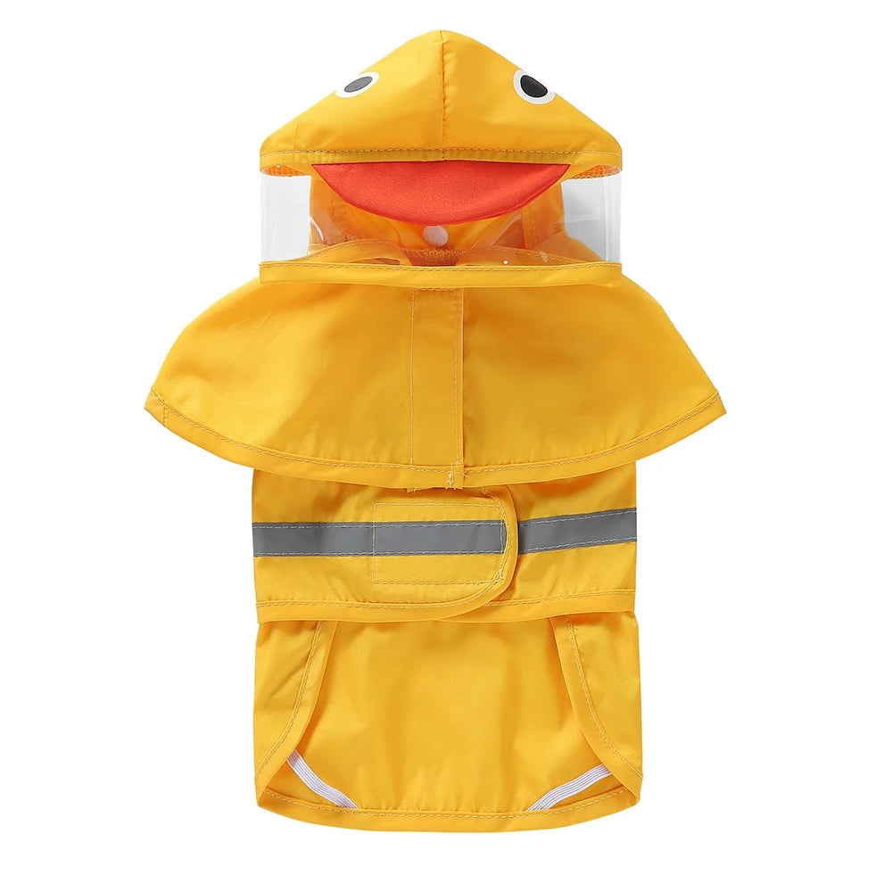 Fashionable Reflective Pet Dog Raincoat Cute Animal Hooded Waterproof Jacket for Large Dogs