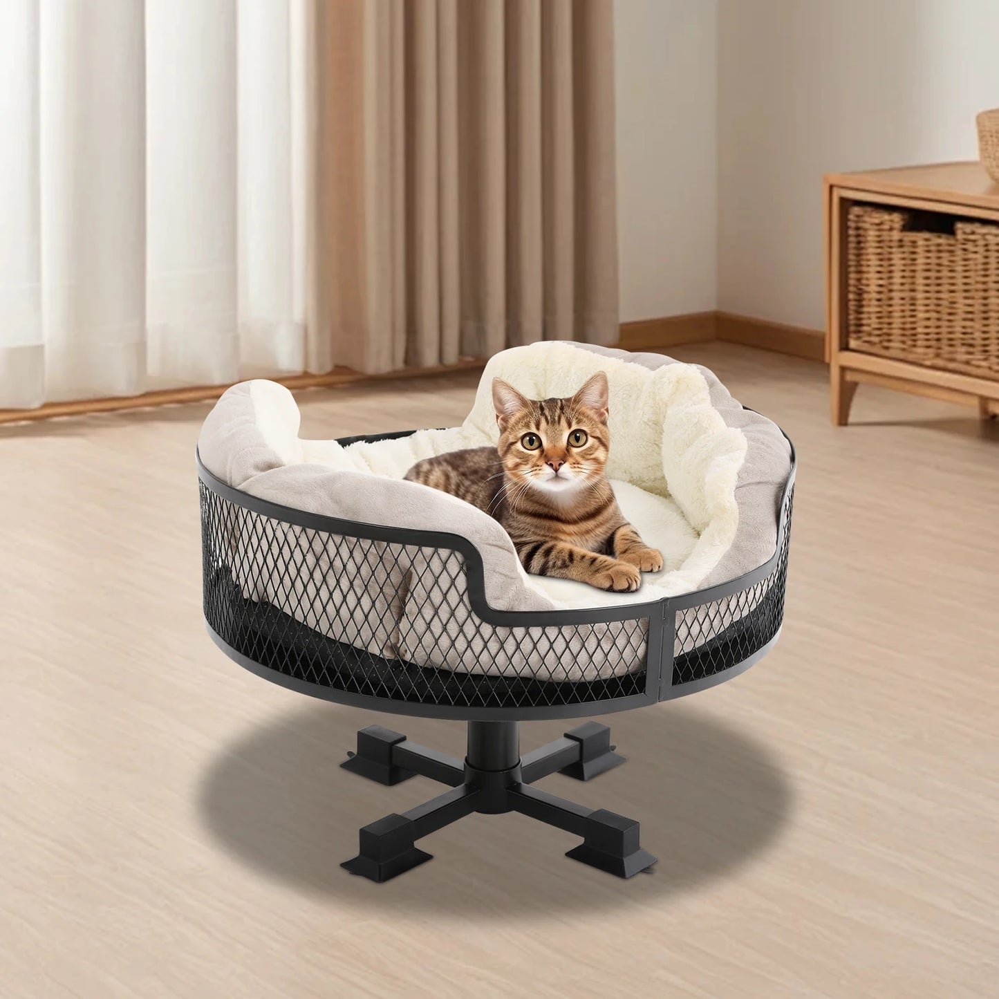 Portable Stainless Steel Elevated Cat Desk Bed for Small Cats and Dogs