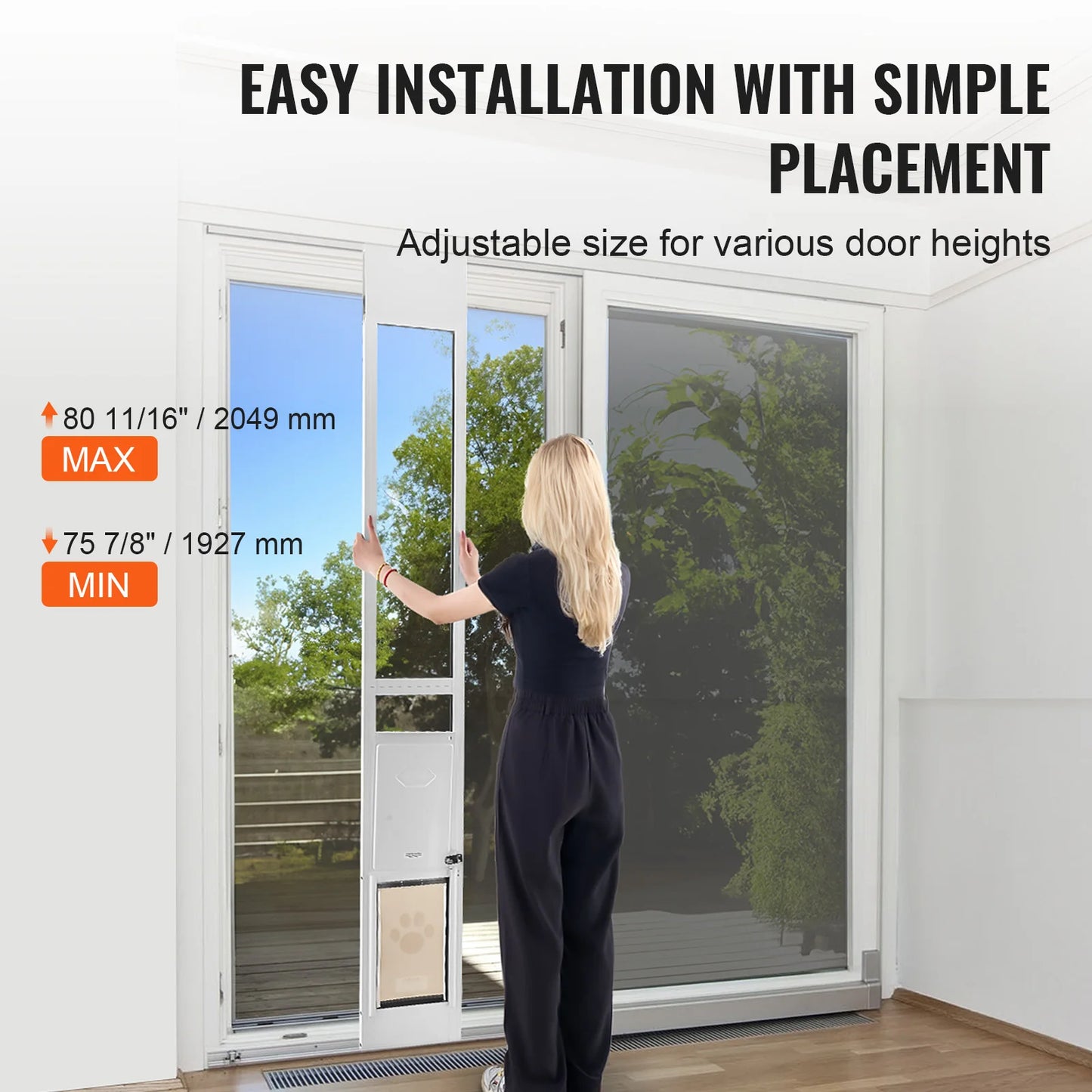 SucceBuy Adjustable Height Sliding Glass Dog Door Aluminum