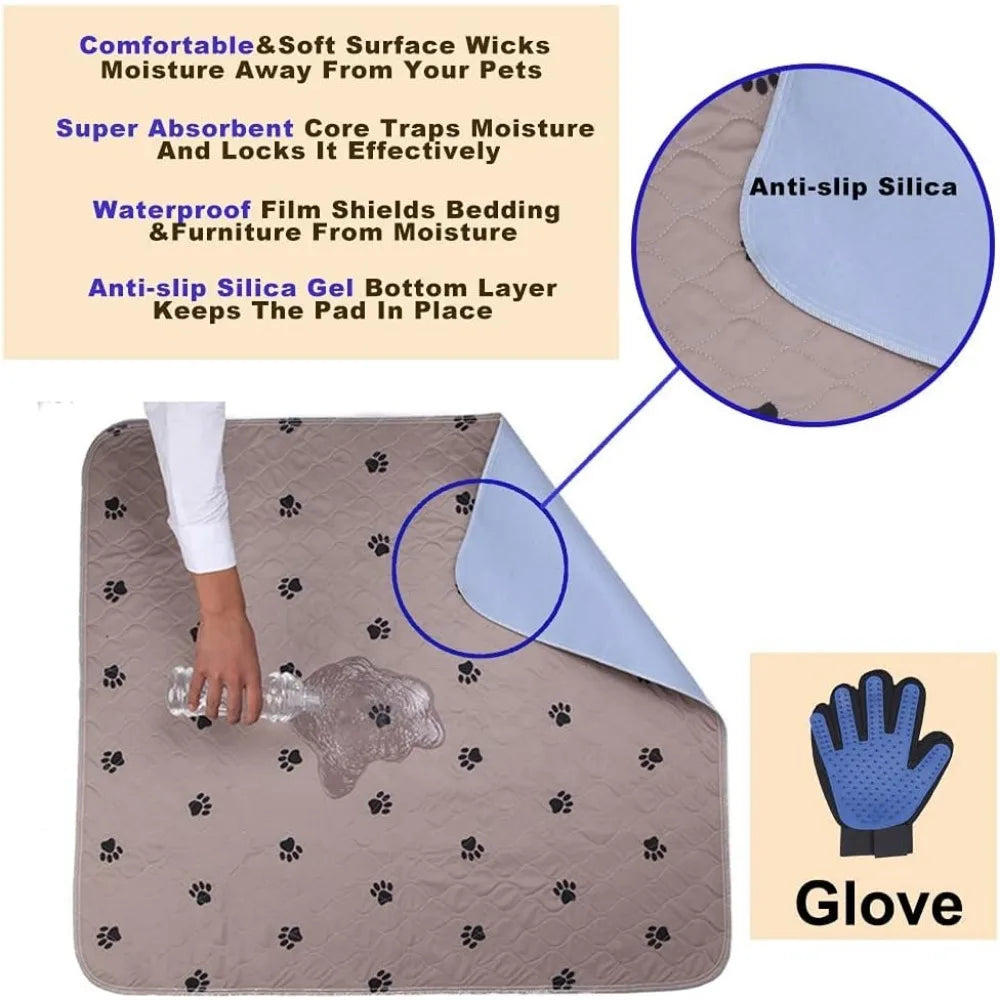 SincoPet Washable Dog Pee Pads With Grooming Gloves
