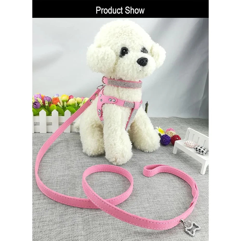 Comfortable Soft Dog Collar and Harness Set for Small Pets