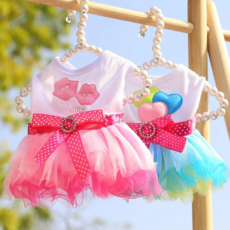 Sweet Dog Princess Dress for Small Dogs Lace Tutu Skirt Pet Apparel Summer Autumn Chihuahua Dress