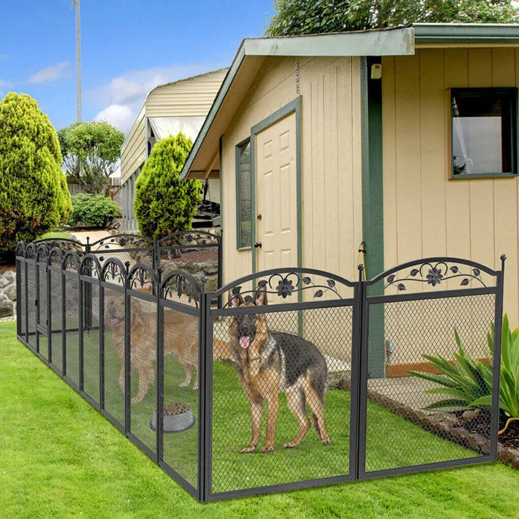 Foldable Metal Dog Playpen with Fertility Mat and Gate Heavy Duty Pet Whelping Box Exercise Fence Cage Kennels 8 Panels
