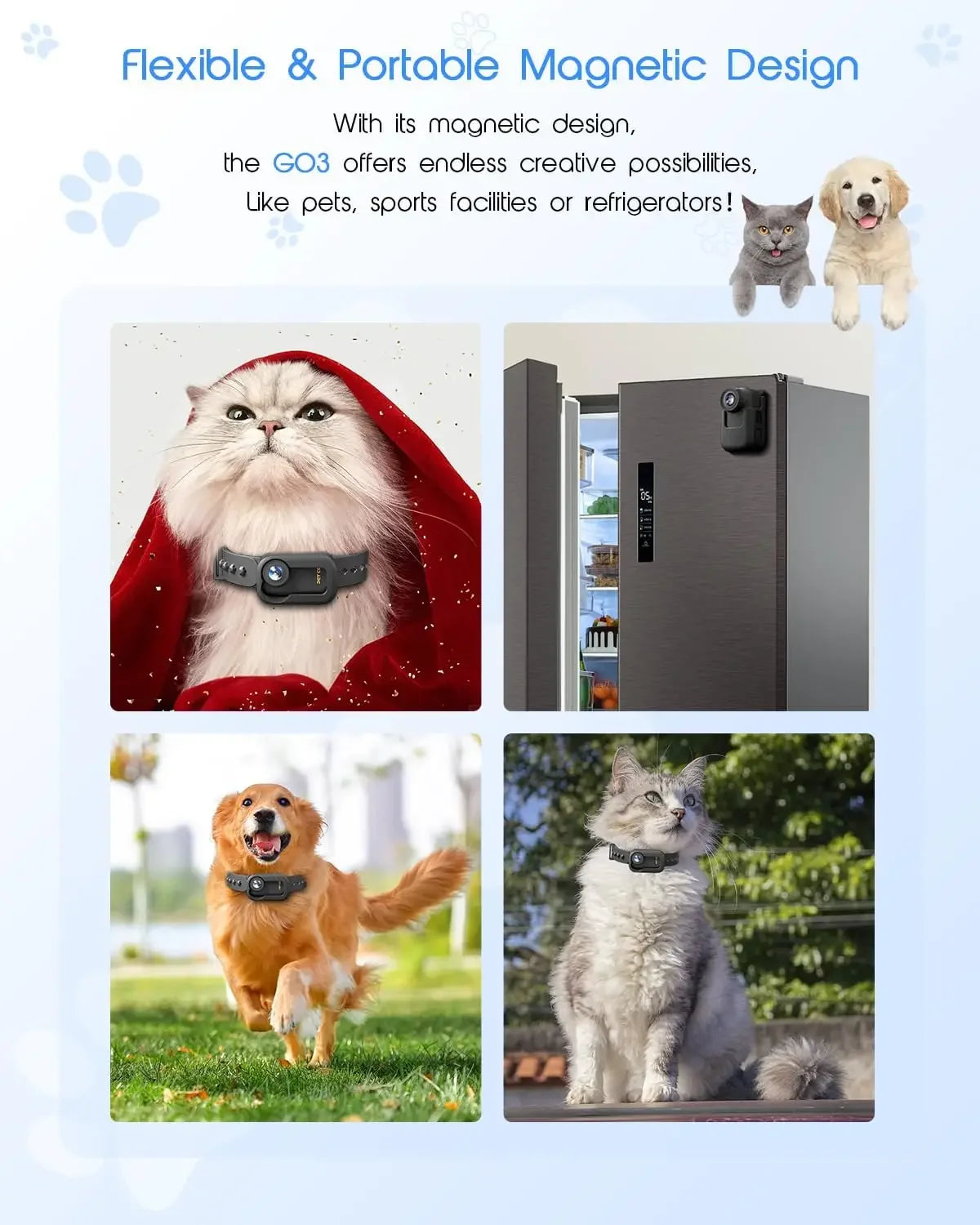 XMSJ 4K Cat Collar Camera HD WiFi PetCam Mini Action