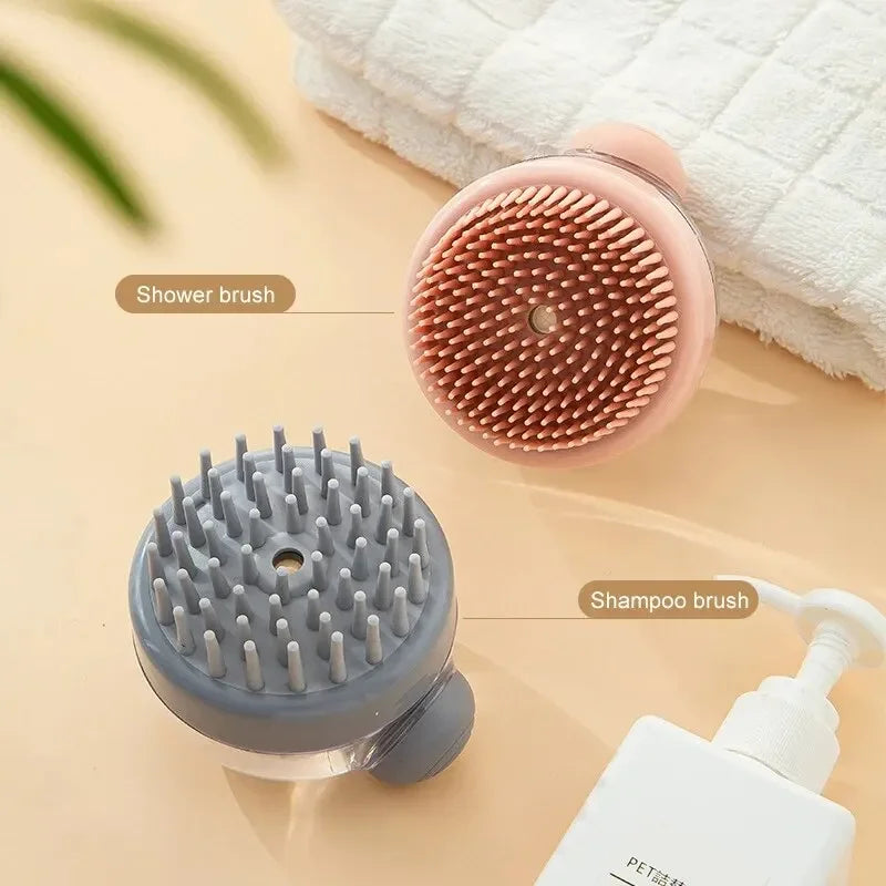 Dog Shower Brush Grooming Massage Bath Cleaning Brush with Shampoo Dispenser for Pets