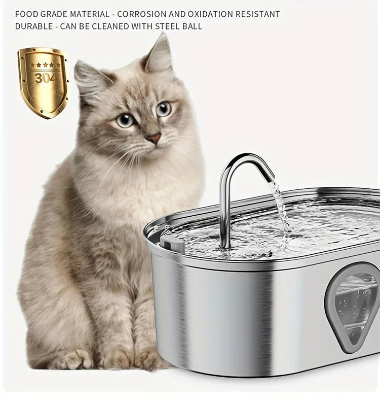 Automatic Stainless Steel Cat Water Fountain 3.5L With LED Light