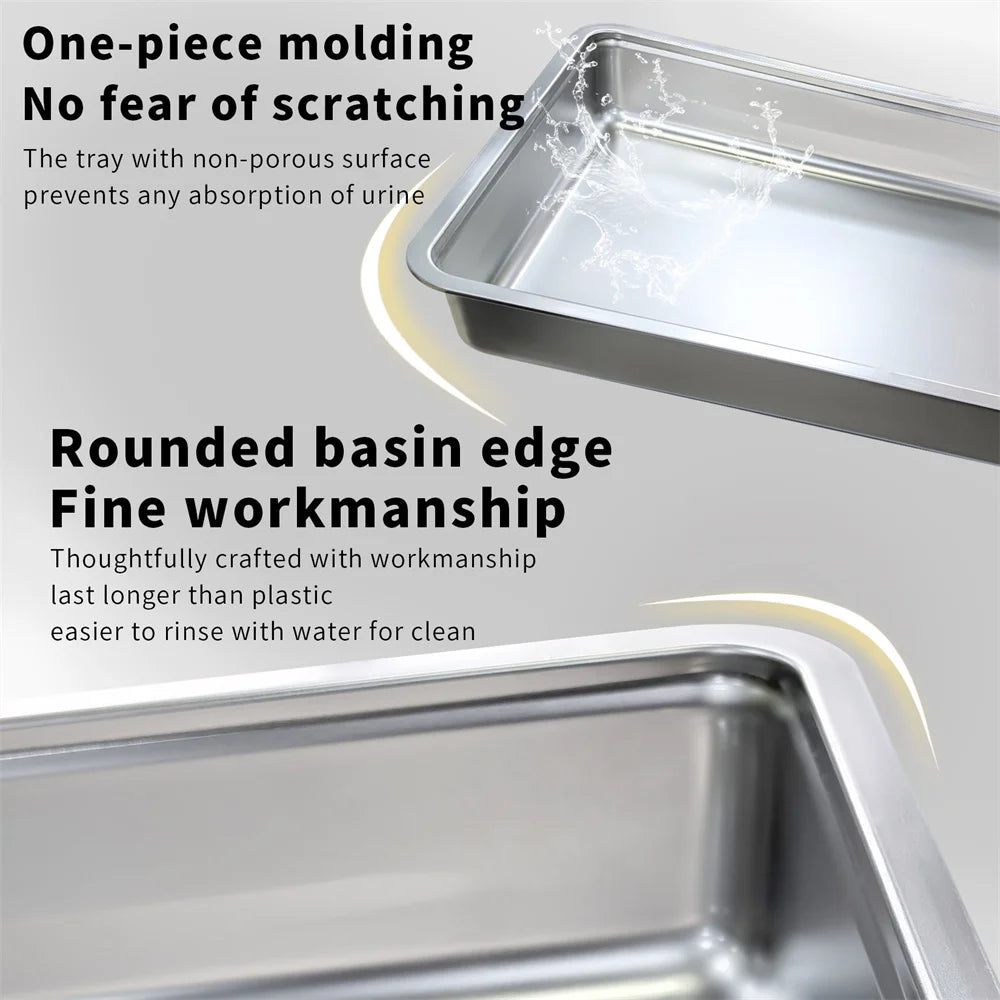 Enclosed Stainless Steel Cat Litter Box with Easy Cleaning Lid
