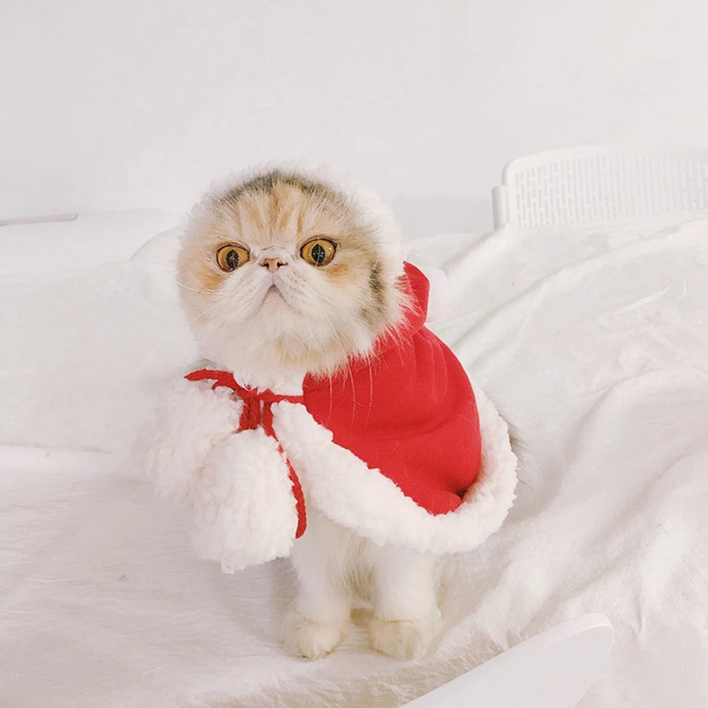 Pet Cat Dog Cape Change Into Santa Cape Deer Red Riding Hood Warm Plush Kawaii Comfortable Windproof Costume