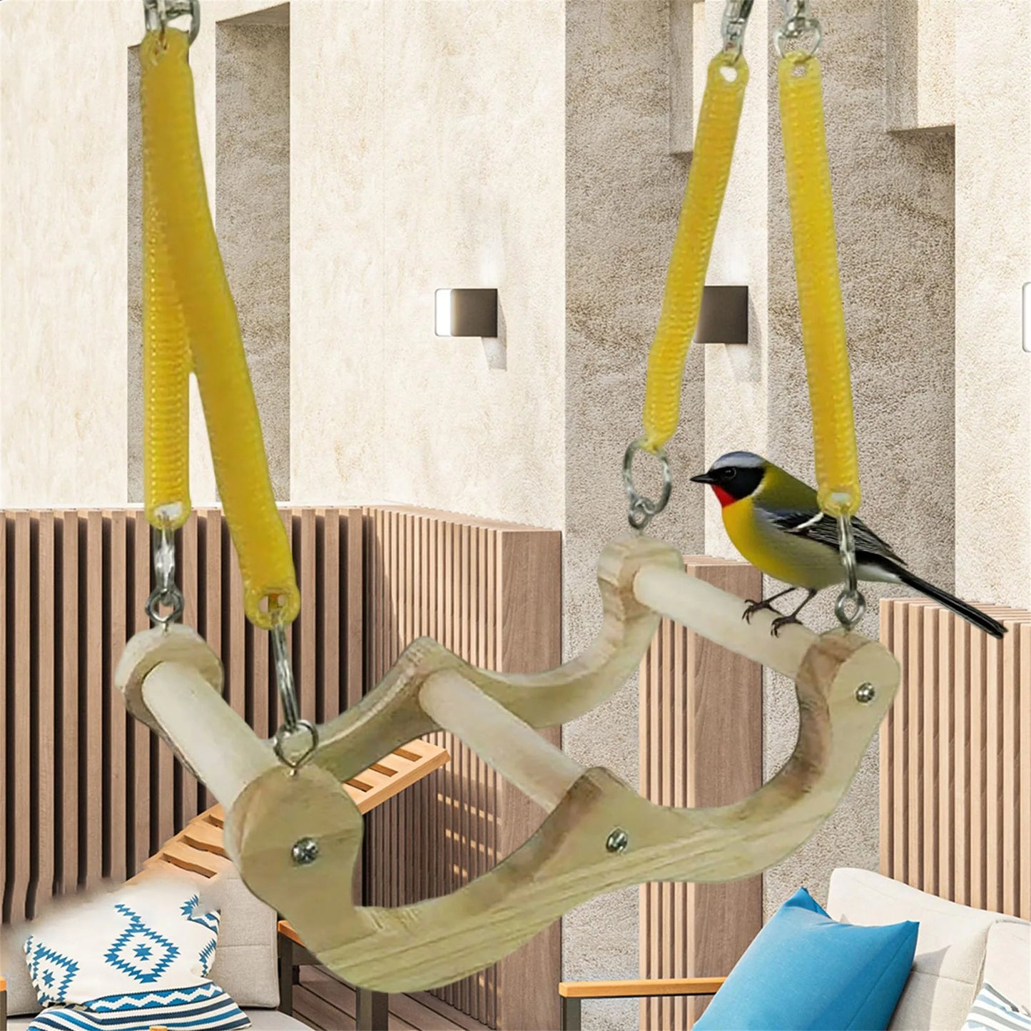 Wooden Bird Perch Swing Toy Parrot Stand