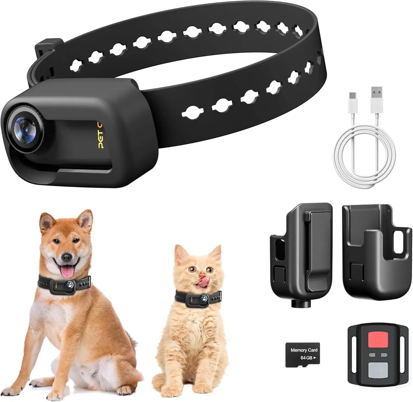 XMSJ 4K Cat Collar Camera HD WiFi PetCam Mini Action