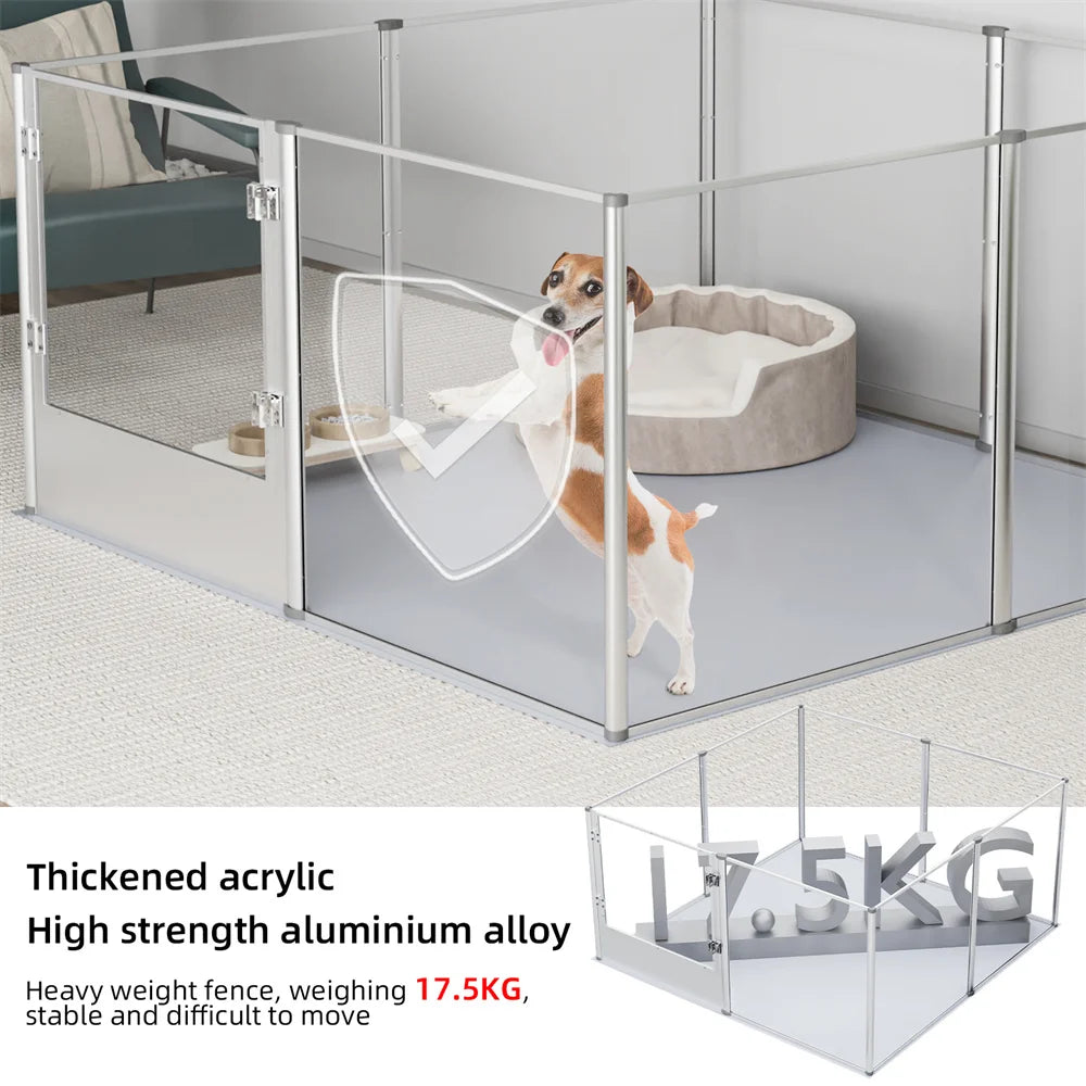 BORWARTH Acrylic Dog Playpen Enclosure For Pets Pad