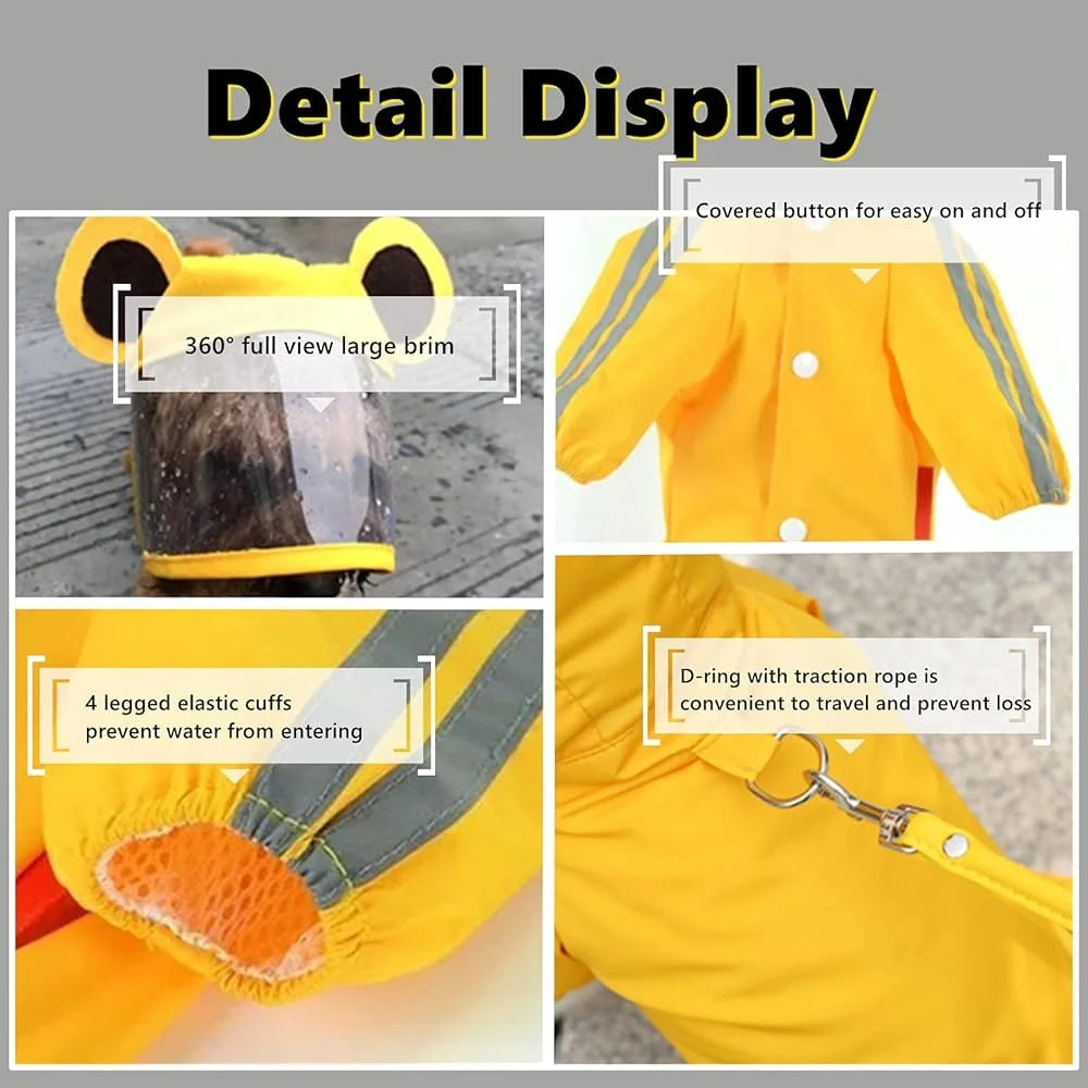 Hign-concerned Waterproof Dog Rain Jacket Reflective Poncho