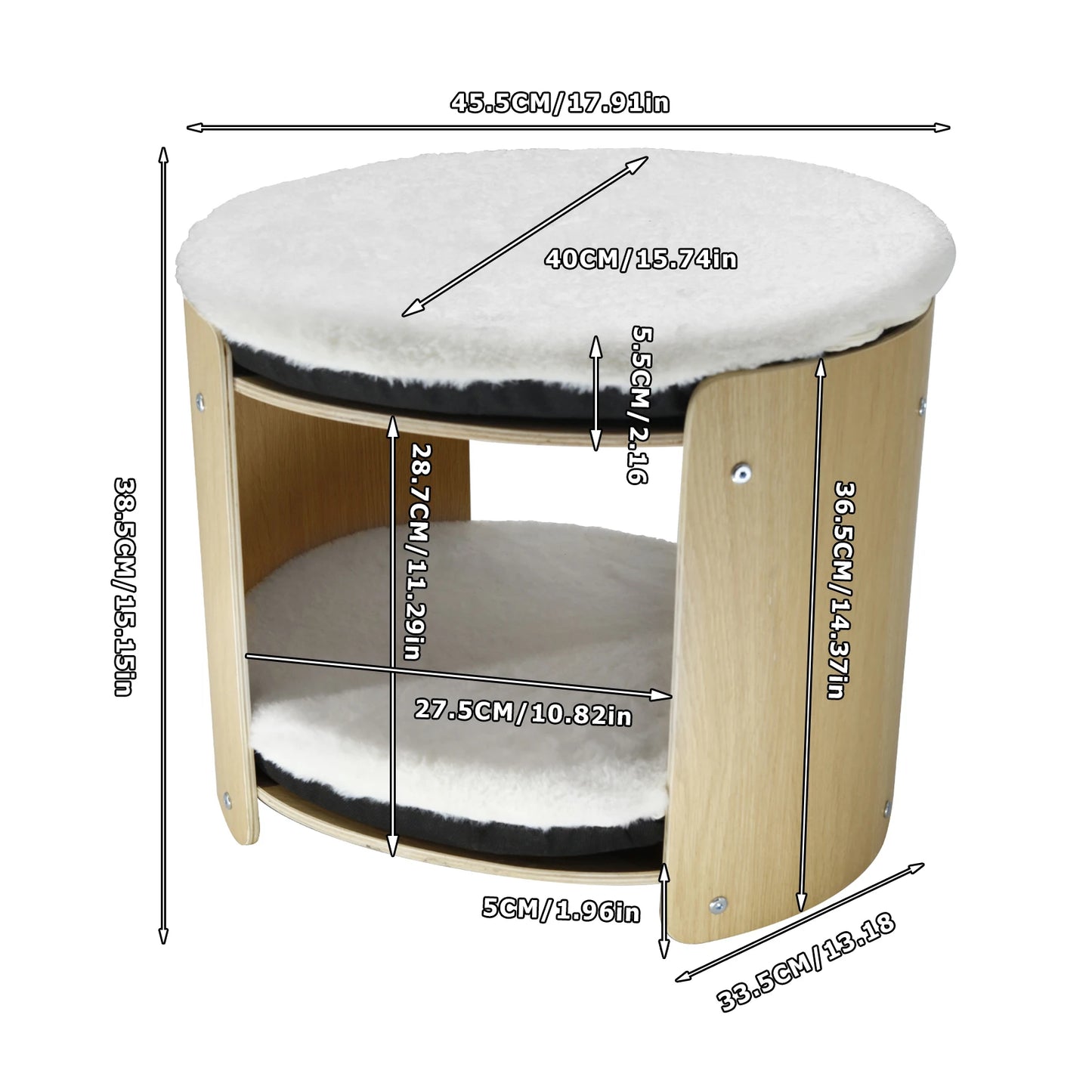 Bingopaw Elevated Cat Bed 2-Tier Cat Tree Tower with Natural Bamboo Frame and Plush Mat