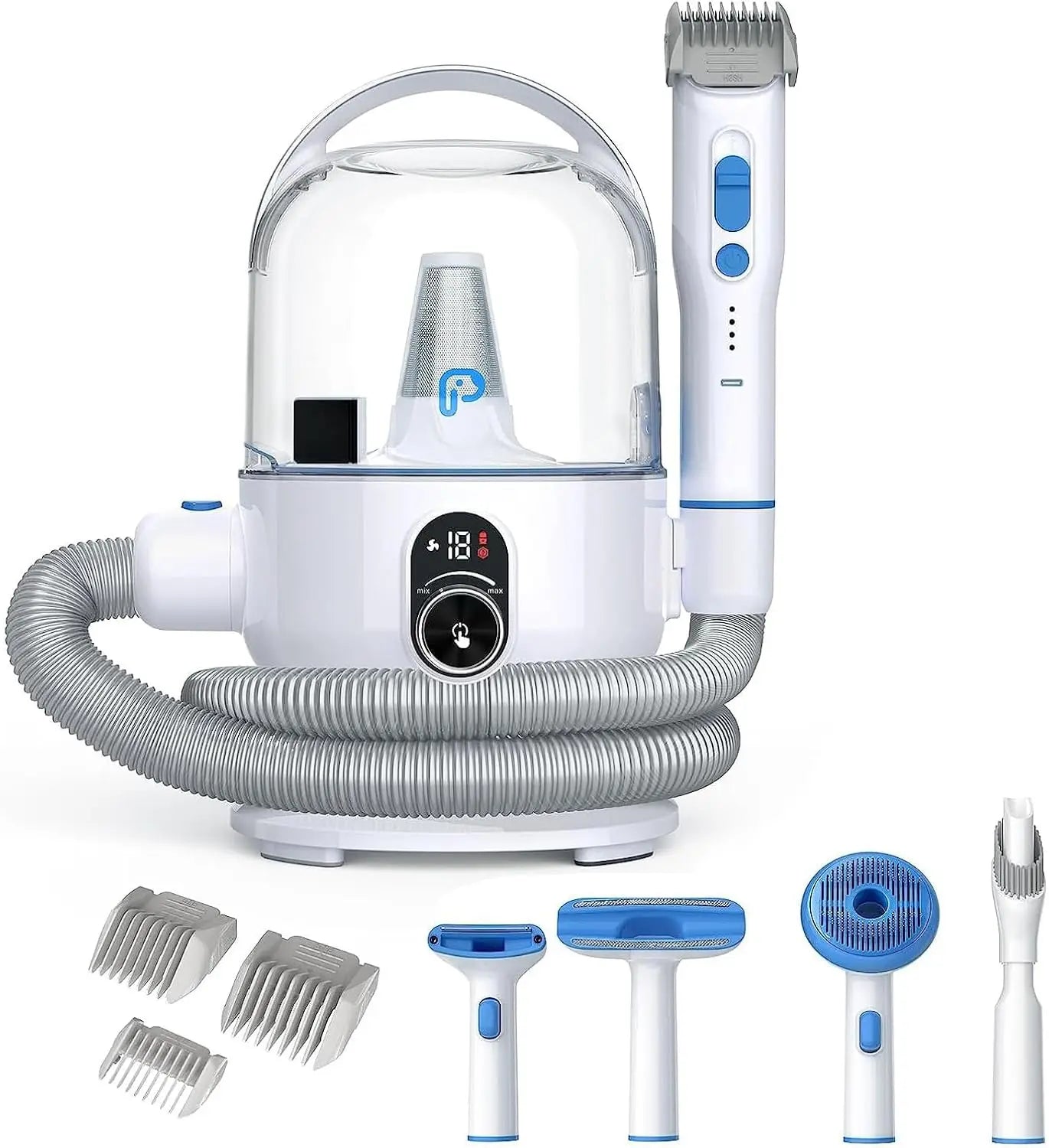 Pet Grooming Vacuum Kit 5 in 1 Low Noise Hair Remover for Shedding Dogs and Cats