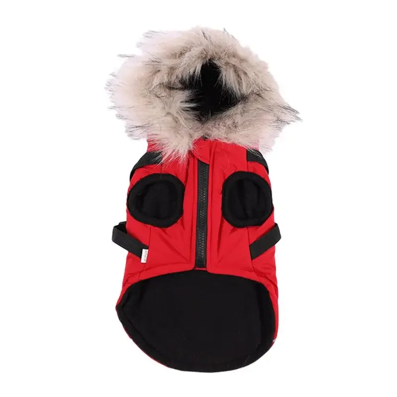 Fleece Lining Dog Hoodie with Harness Built In Warm Small Dog Jacket Winter Puppy Coats Hooded for Small Medium Dogs