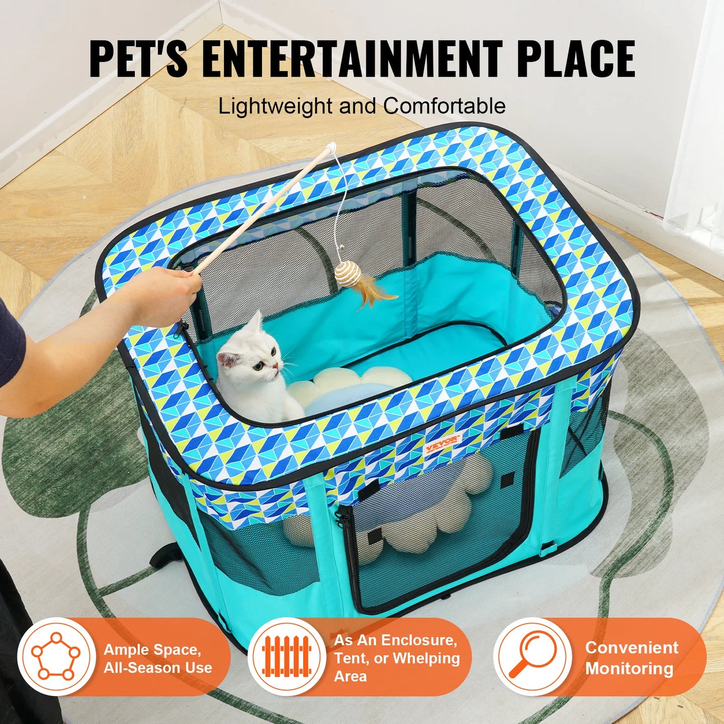 VEVOR Portable Foldable Waterproof Pet Playpen Tent For Dogs
