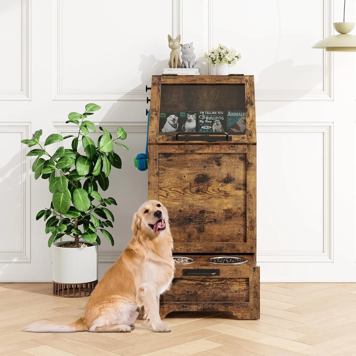 Hign Concerned Dog Feeding Station With 2 Elevated Bowls