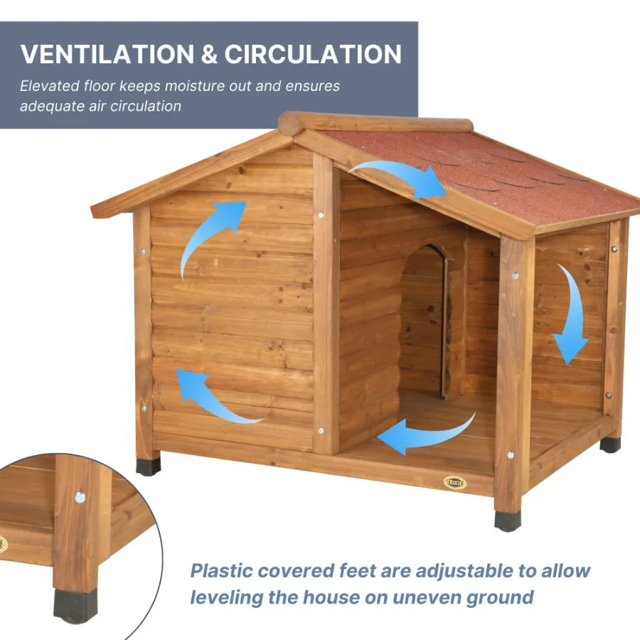 Natura Lodge Weatherproof Outdoor Dog House With Porch