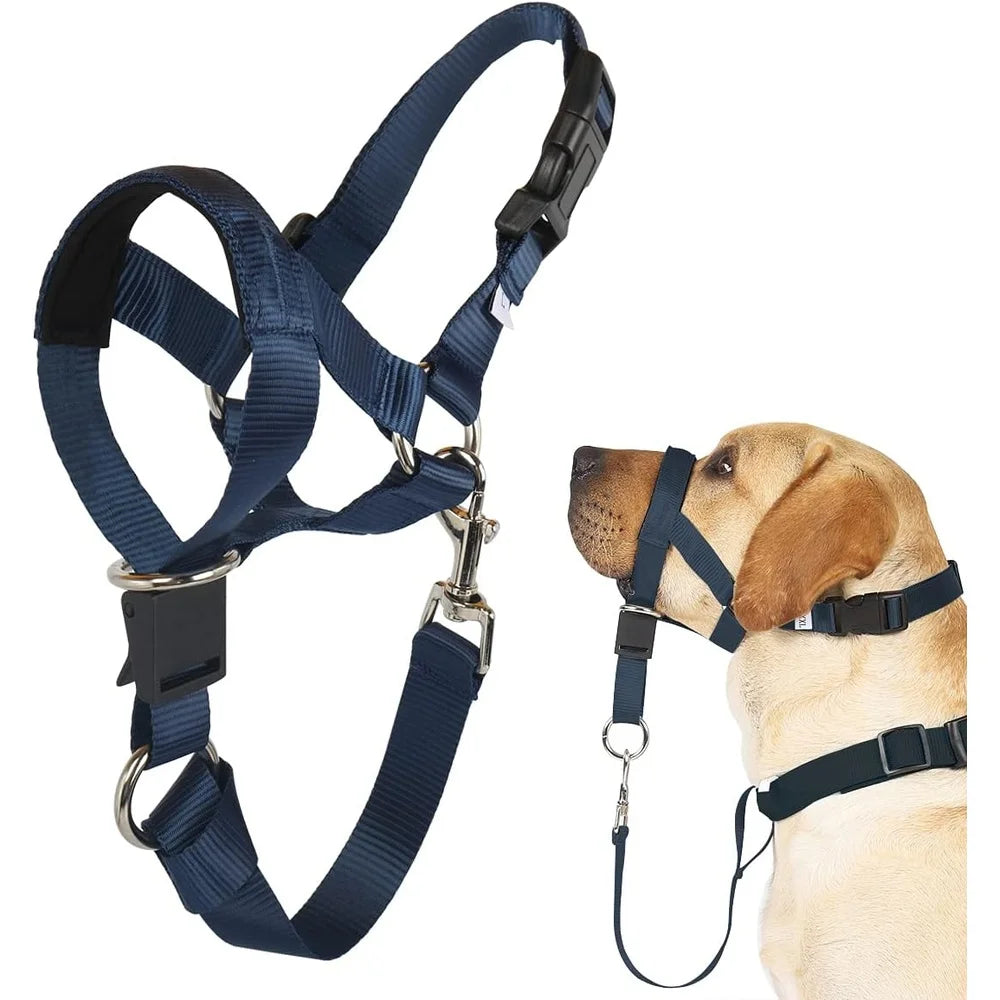 No Pull Dog Training Halter Adjustable Head Collar Easy Fit Harness with Gentle Control and Safety Link