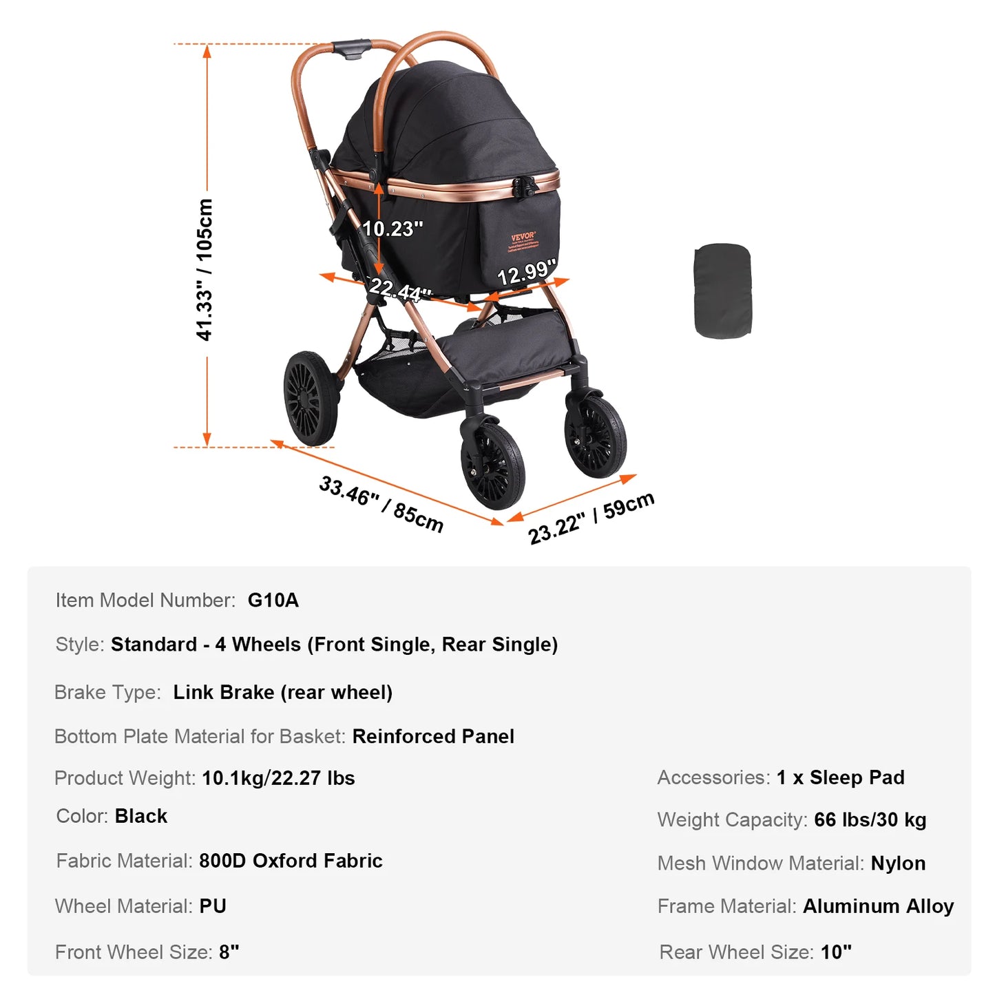 Lightweight SucceBuy Pet Stroller Carrier for Dogs and Cats