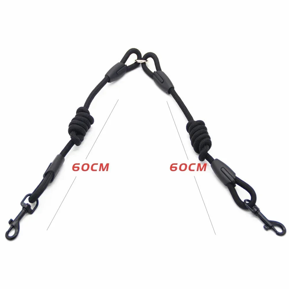 Double Dog Leash Coupler for Small Dogs Nylon Black Two Way Lead