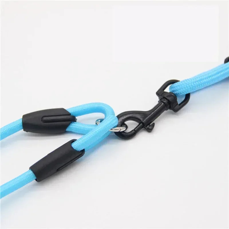 Double Dog Leash Coupler for Small Dogs Nylon Black Two Way Lead