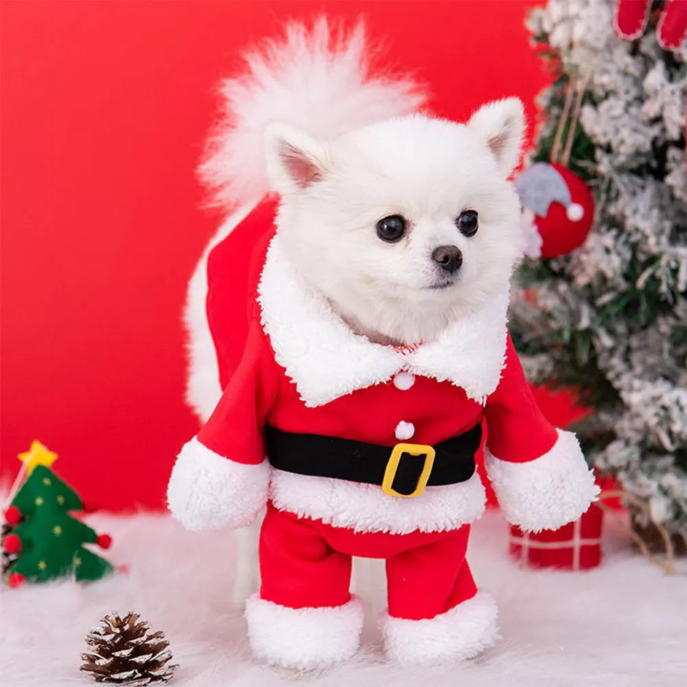Santa Claus Costume for Dogs and Cats Holiday Pet Outfit