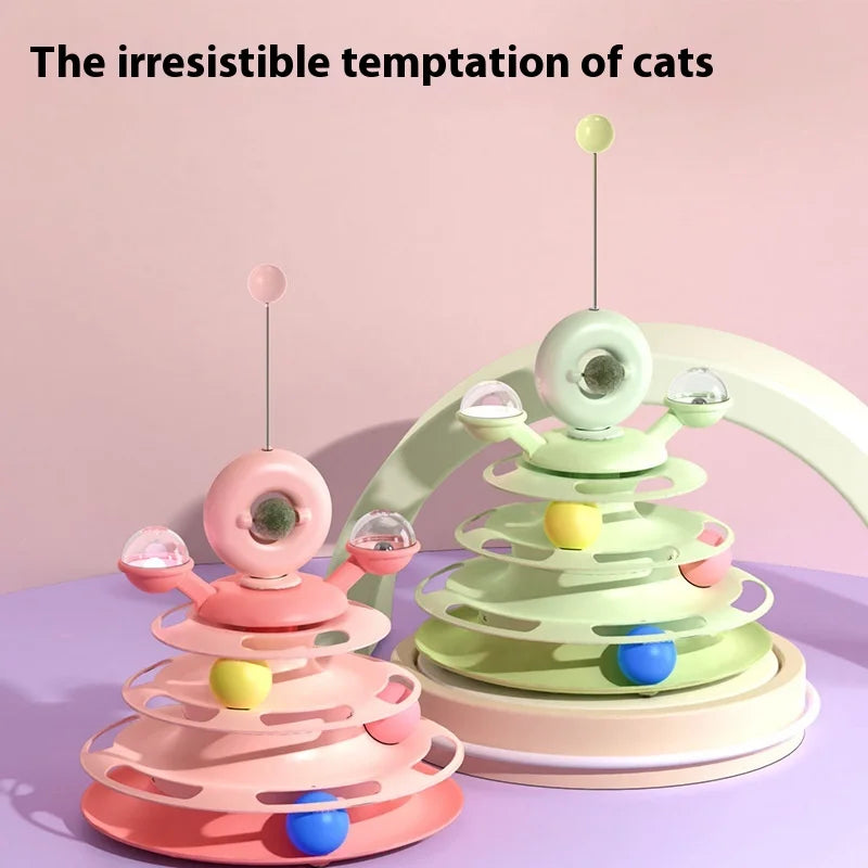 Interactive Cat Toy Tower With Roller Balls For Fun Playtime