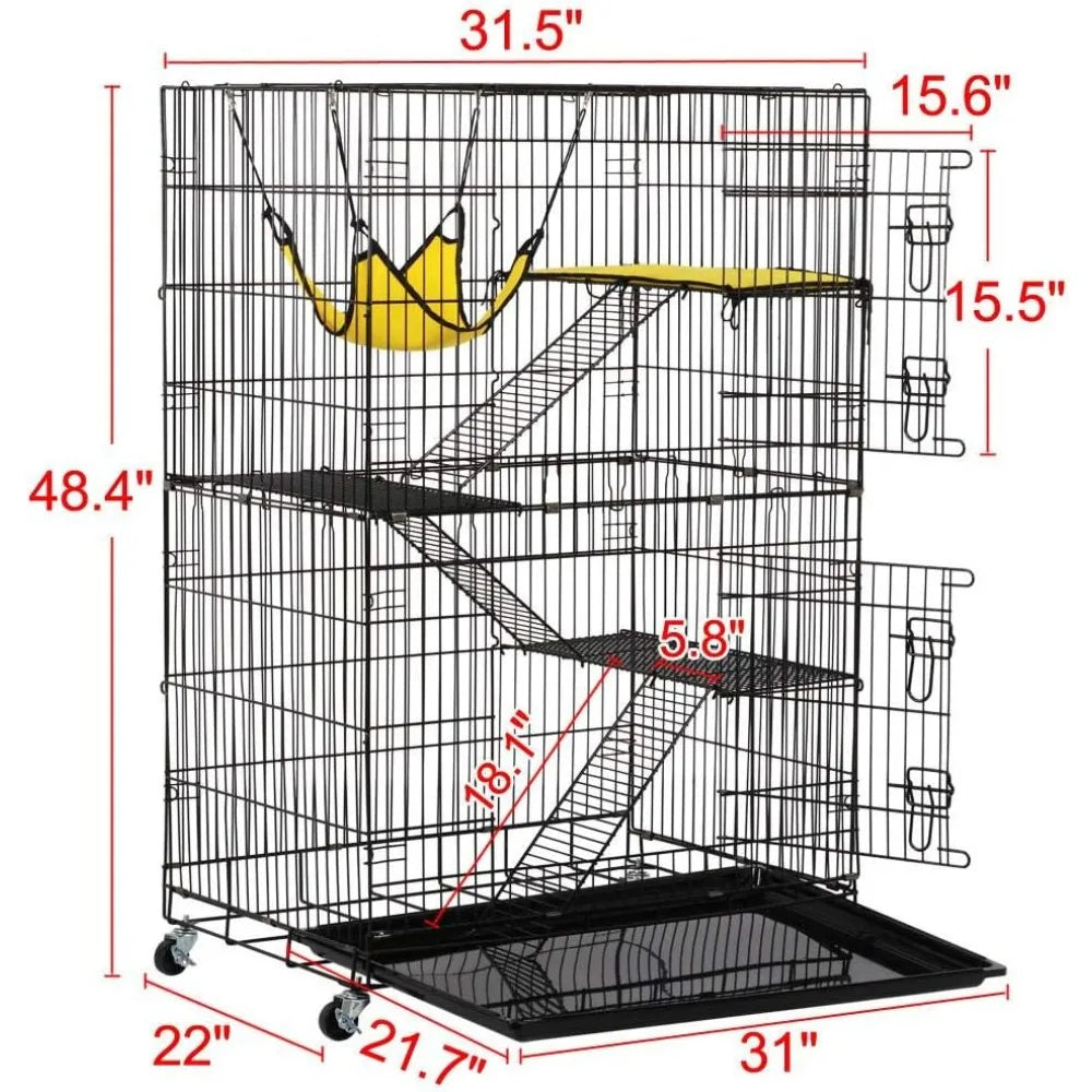 Closure Cat Cage With Hammock Foldable Indoor Enclosure